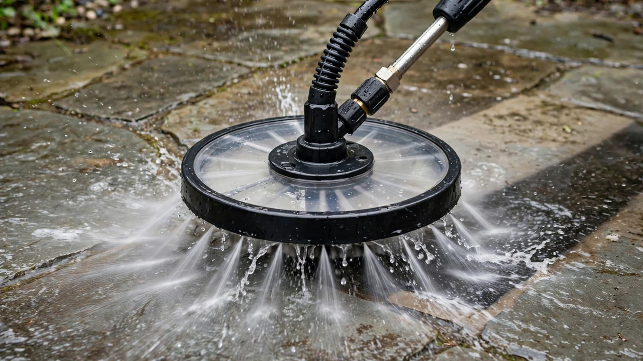 Best pressure washer surface cleaners 2026 — rotary cleaner on a patio