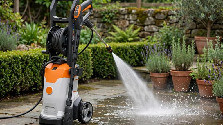 Stihl pressure washer review 2026 — RE series cleaning a patio